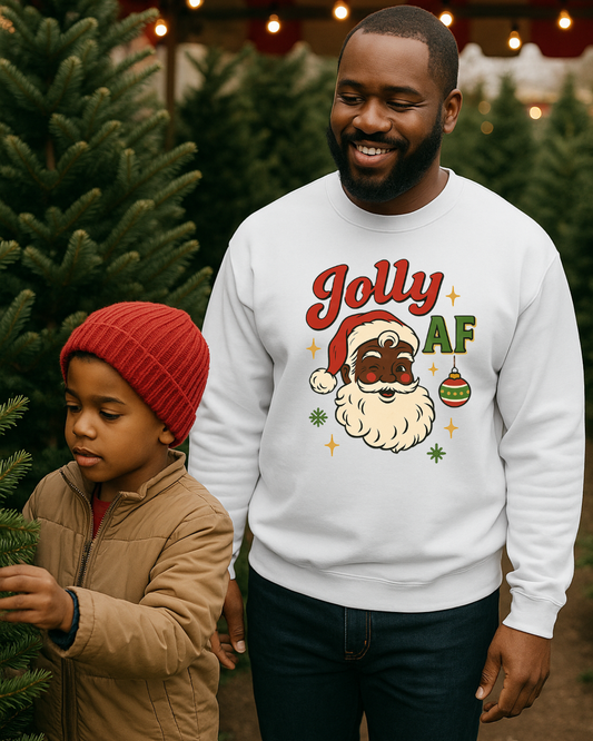 Jolly AF Christmas Sweatshirt | Black Santa Edition (Cherry Red) | Free Shipping