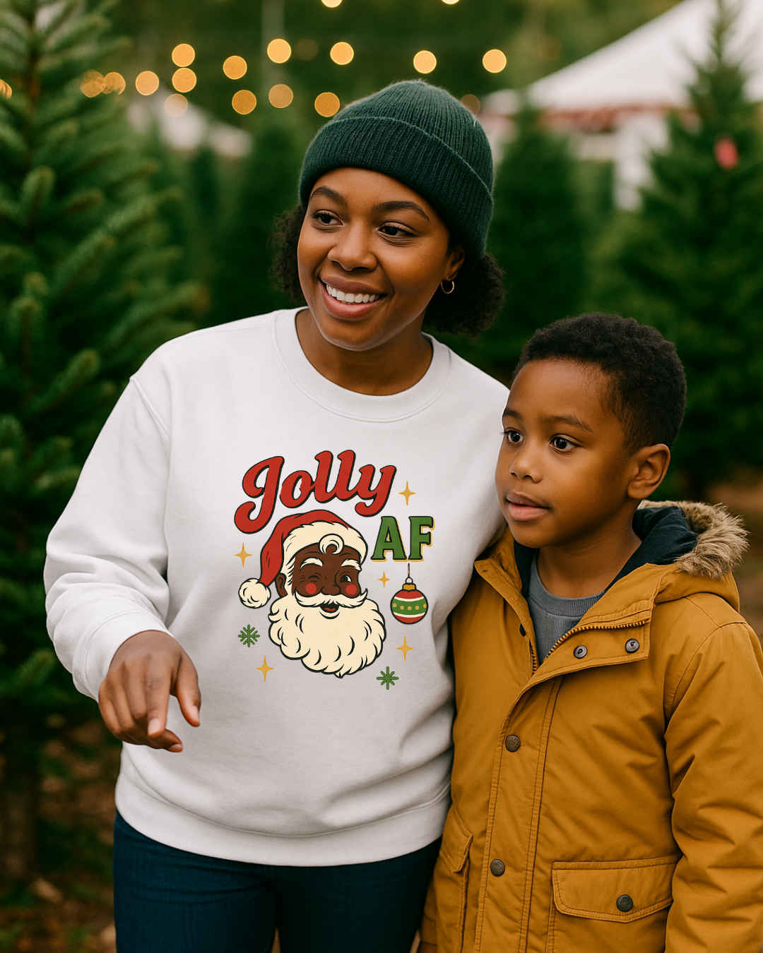 Jolly AF Christmas Sweatshirt | Black Santa Edition (Cherry Red) | Free Shipping
