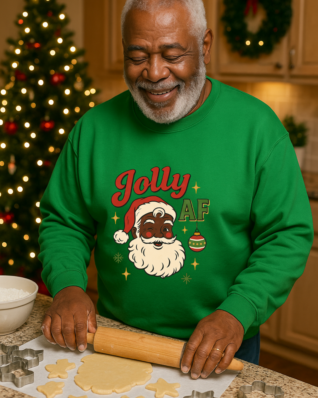Jolly AF Christmas Sweatshirt | Black Santa Edition (Cherry Red) | Free Shipping