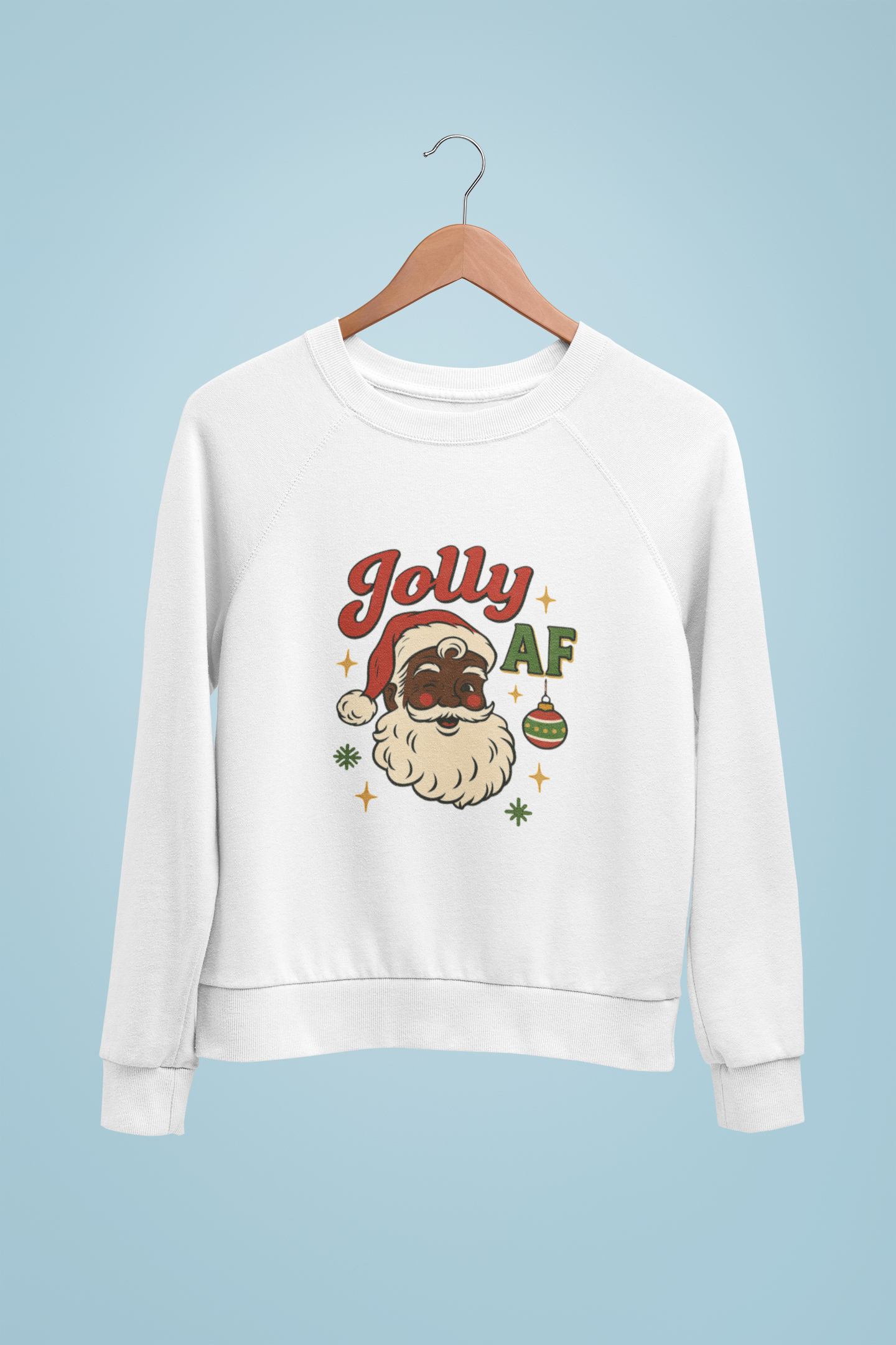 Jolly AF Christmas Sweatshirt | Black Santa Edition (Cherry Red) | Free Shipping