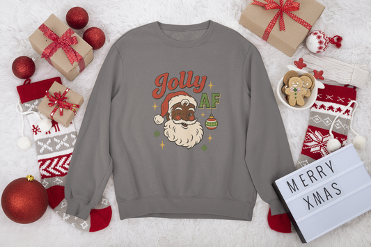 Jolly AF Christmas Sweatshirt | Black Santa Edition (Cherry Red) | Free Shipping