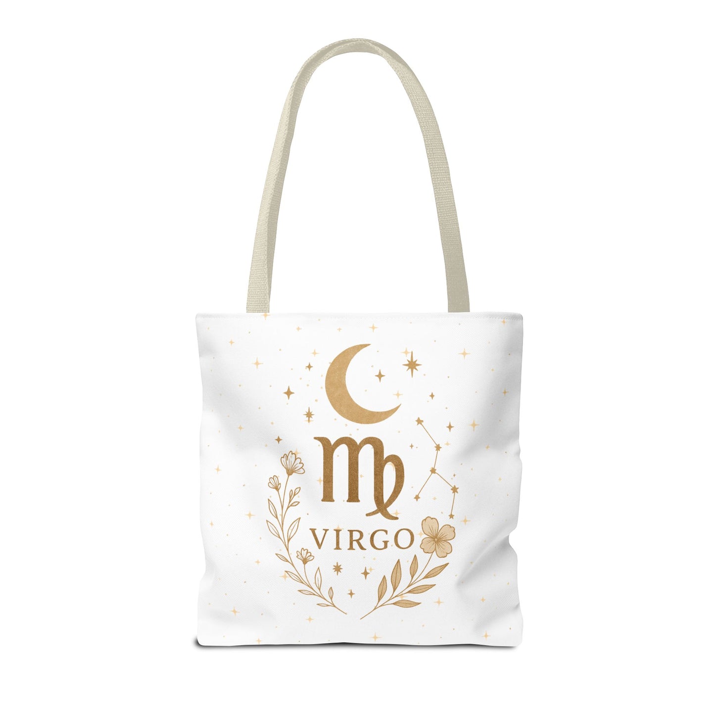 Virgo Tote Bag – Vintage Earth Goddess and Minimal Gold Moon Designs | 13x13, 16x16, 18x18 | Free Shipping