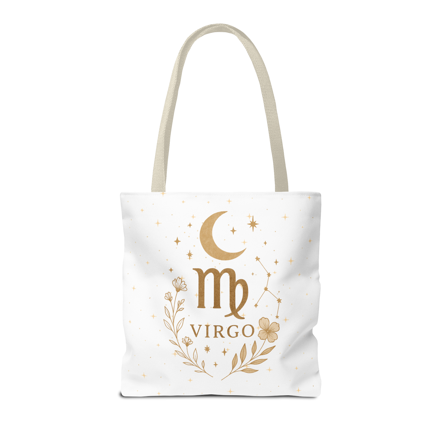 Virgo Tote Bag – Vintage Earth Goddess and Minimal Gold Moon Designs | 13x13, 16x16, 18x18 | Free Shipping