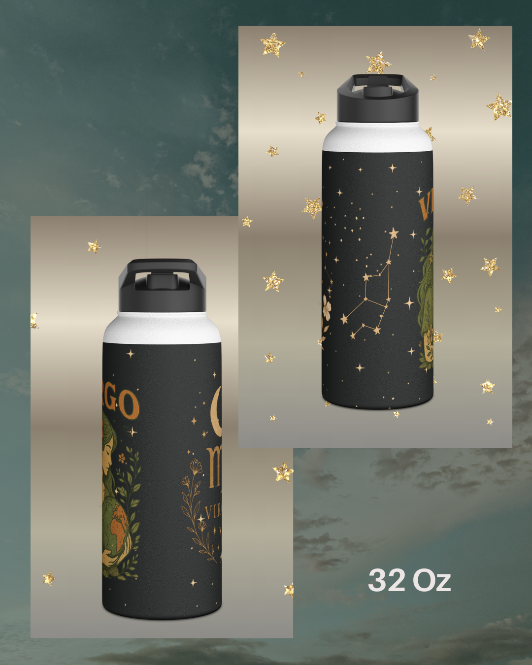 Virgo Insulated Water Bottle – Zodiac Stainless Steel Flask (12oz, 18oz, 32oz) | Free Shipping