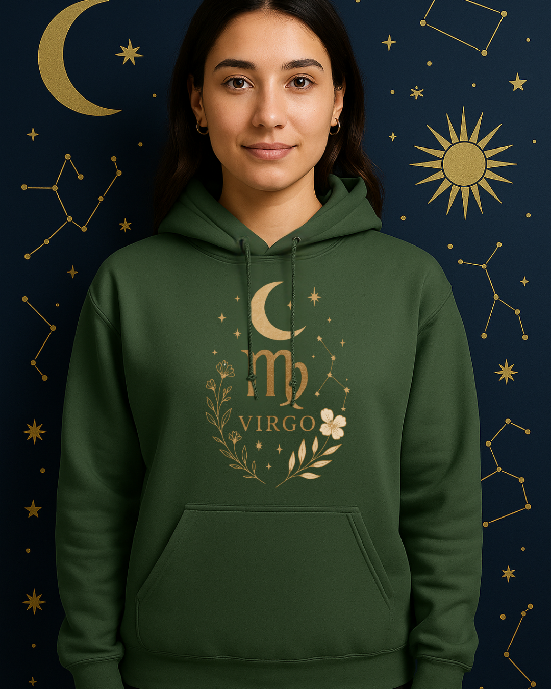 Virgo Gold Celestial Sweatshirt – Gildan 18500 Unisex Fleece