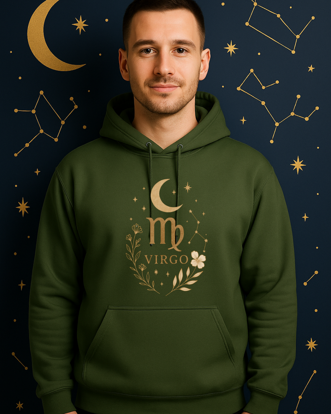 Virgo Gold Celestial Sweatshirt – Gildan 18500 Unisex Fleece