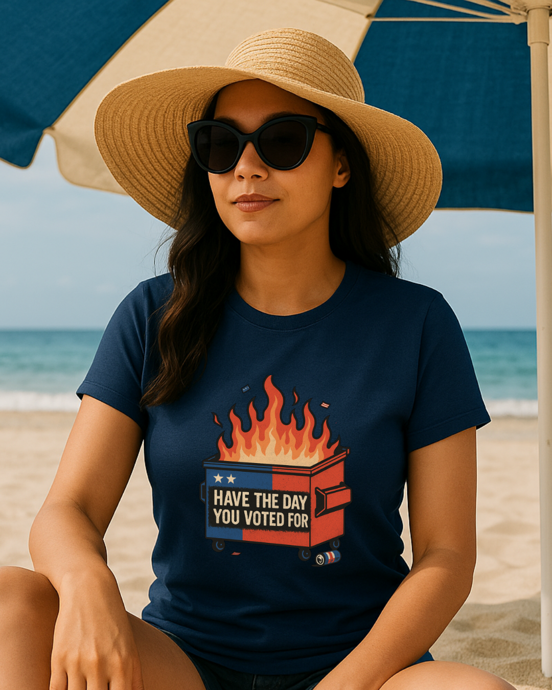 Have The Day You Voted For | Dumpster Fire Political Satire Tee (Gildan 64000 Royal Blue) | Free Shipping