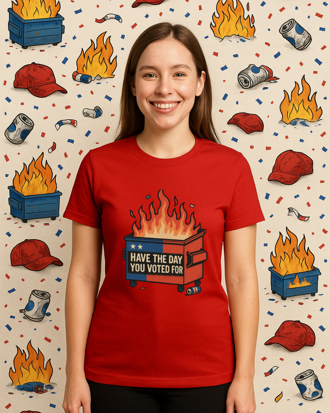 Have The Day You Voted For | Dumpster Fire Political Satire Tee (Gildan 64000 Royal Blue) | Free Shipping