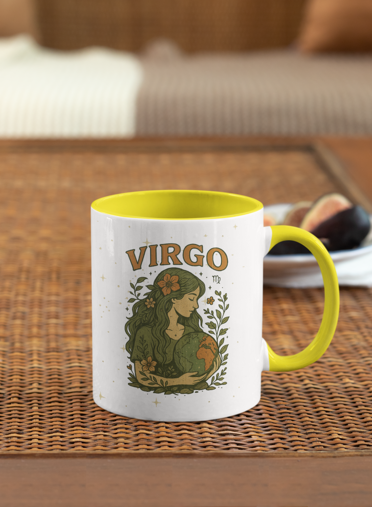 Virgo Zodiac Celestial Mug | Pink Handle | Earth Goddess Astrology Coffee Cup 15oz