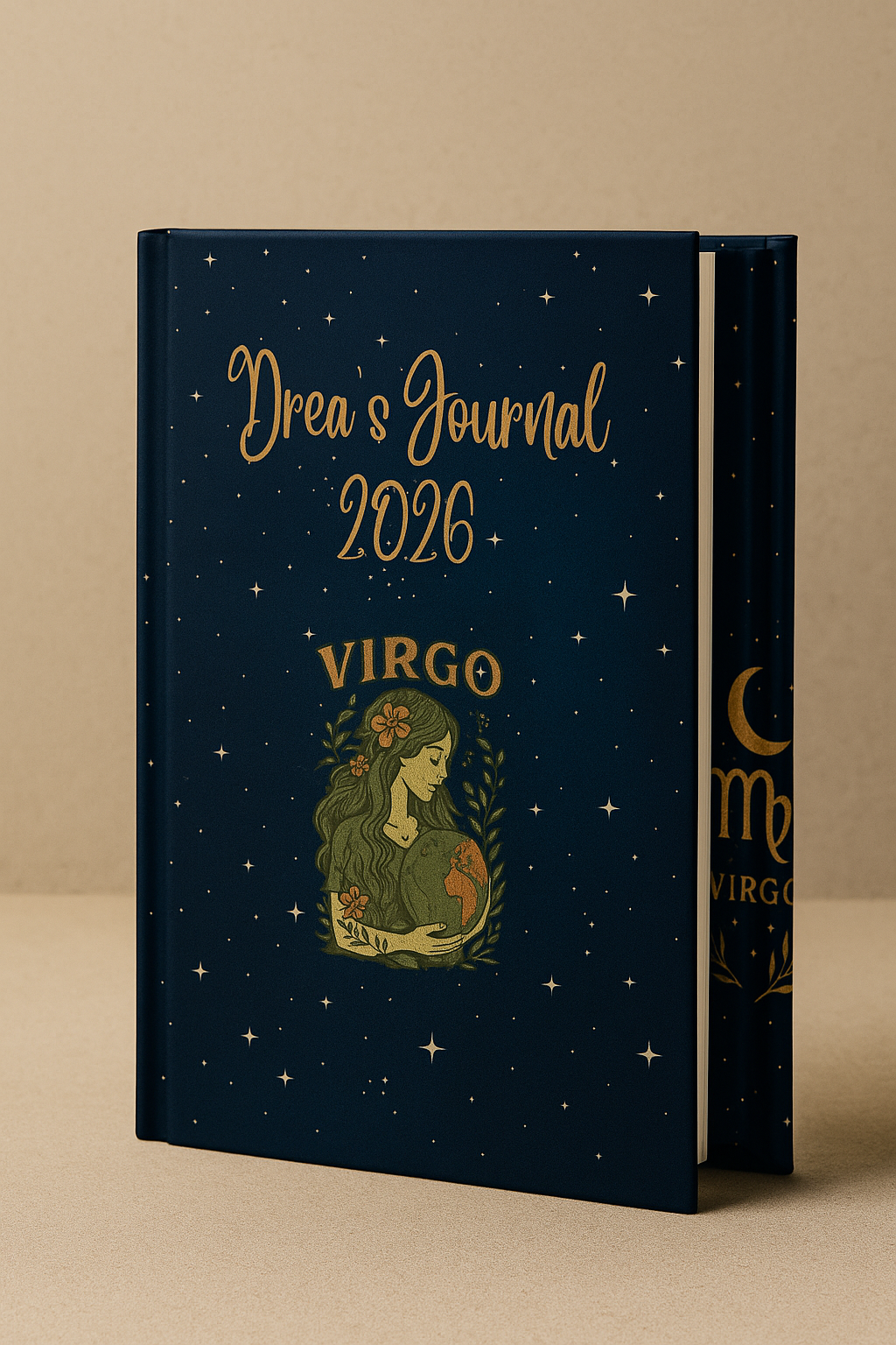 Personalized Virgo Journal 2026 – Custom Name Celestial Hardcover Notebook