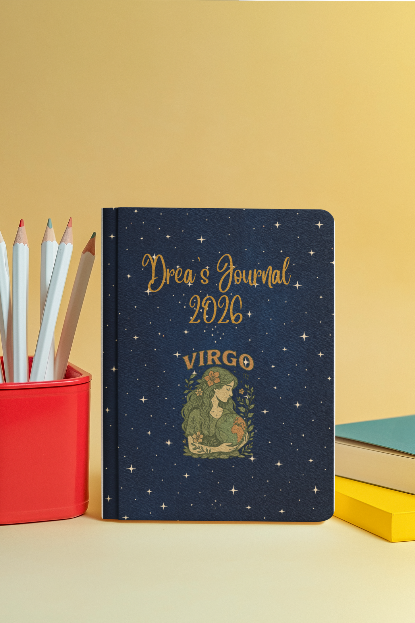Personalized Virgo Journal 2026 – Custom Name Celestial Hardcover Notebook