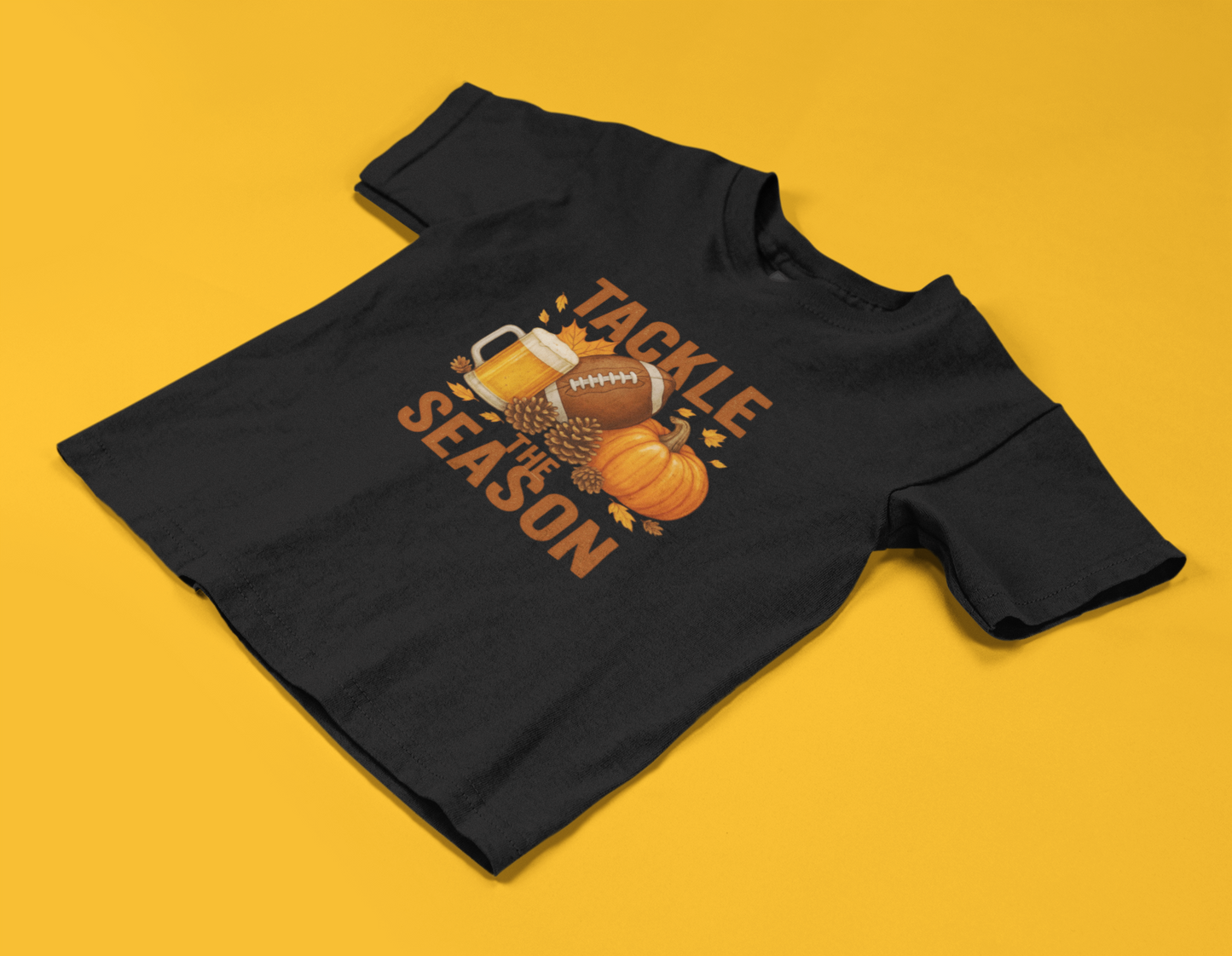 Tackle the Season Shirt | Fall Football Beer Pumpkin Tee | Gildan 5000 White | Free Shipping