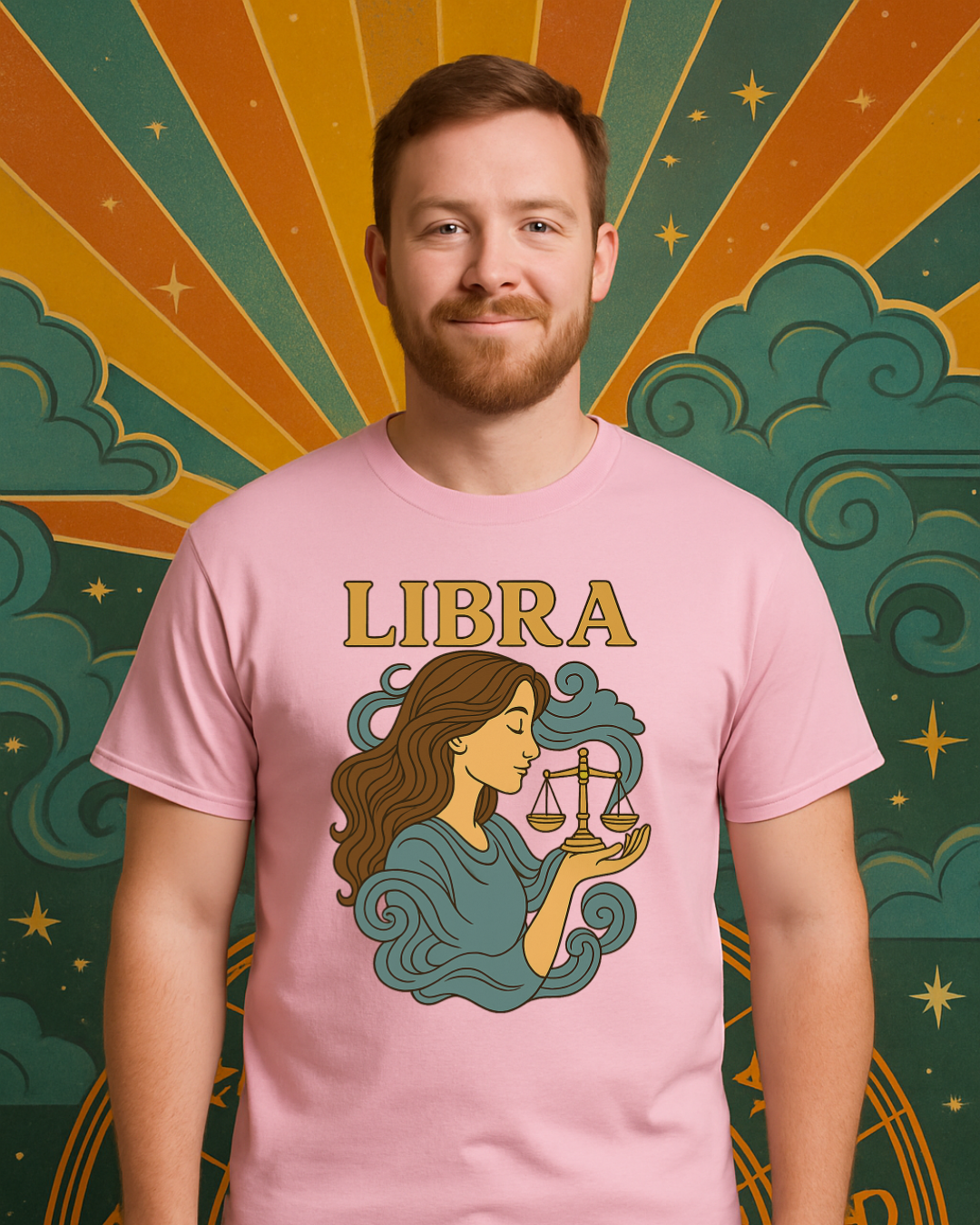 Libra Zodiac T-Shirt – Retro Astrology Graphic Tee | Gildan 64000 | Birthday Gift, Star Sign Shirt, Aesthetic Horoscope Tee