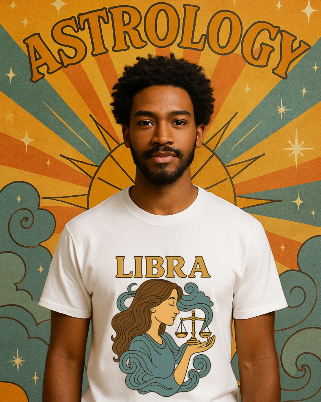 Libra Zodiac T-Shirt – Retro Astrology Graphic Tee | Gildan 64000 | Birthday Gift, Star Sign Shirt, Aesthetic Horoscope Tee