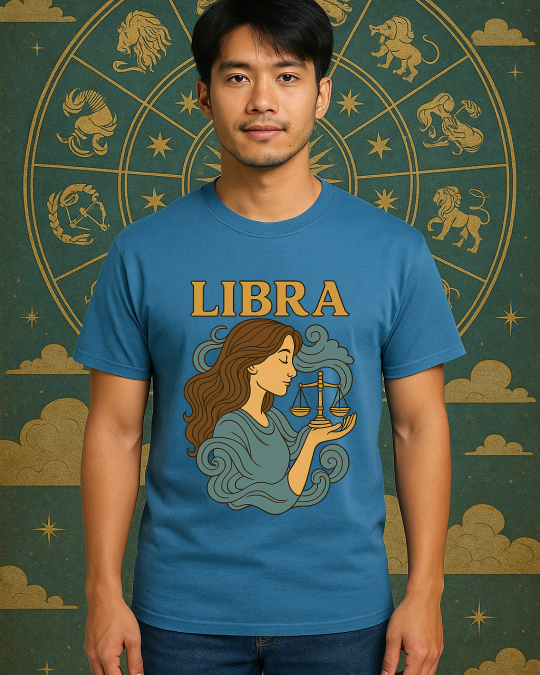 Libra Zodiac T-Shirt – Retro Astrology Graphic Tee | Gildan 64000 | Birthday Gift, Star Sign Shirt, Aesthetic Horoscope Tee