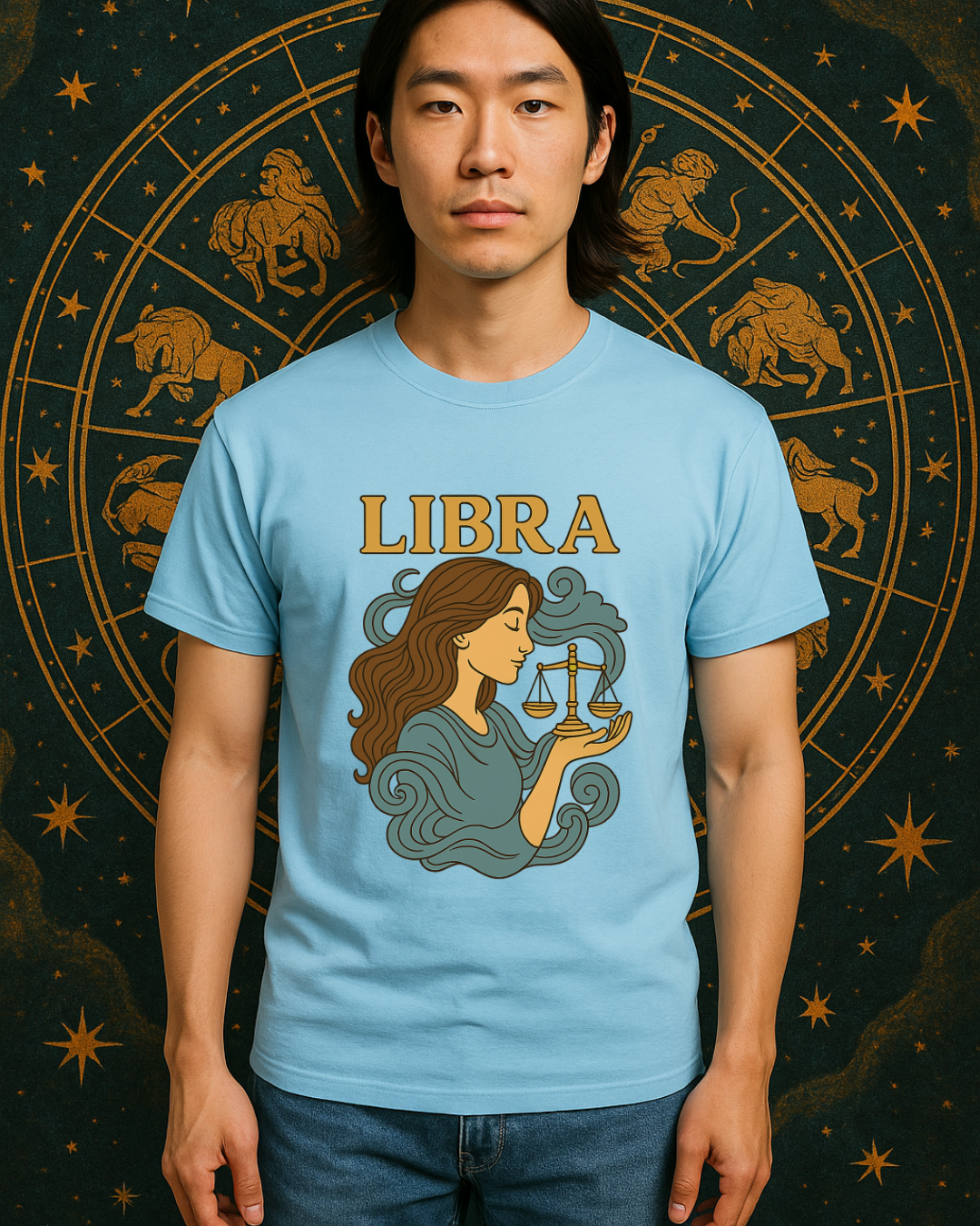Libra Zodiac T-Shirt – Retro Astrology Graphic Tee | Gildan 64000 | Birthday Gift, Star Sign Shirt, Aesthetic Horoscope Tee