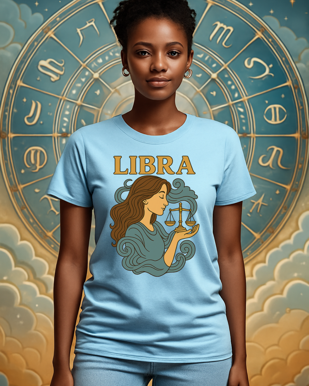 Libra Zodiac T-Shirt – Retro Astrology Graphic Tee | Gildan 64000 | Birthday Gift, Star Sign Shirt, Aesthetic Horoscope Tee