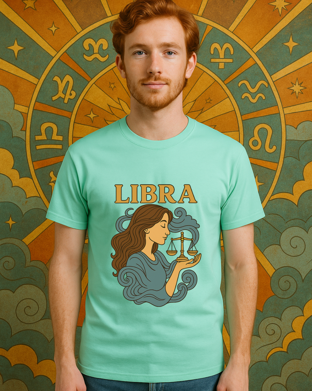 Libra Zodiac T-Shirt – Retro Astrology Graphic Tee | Gildan 64000 | Birthday Gift, Star Sign Shirt, Aesthetic Horoscope Tee