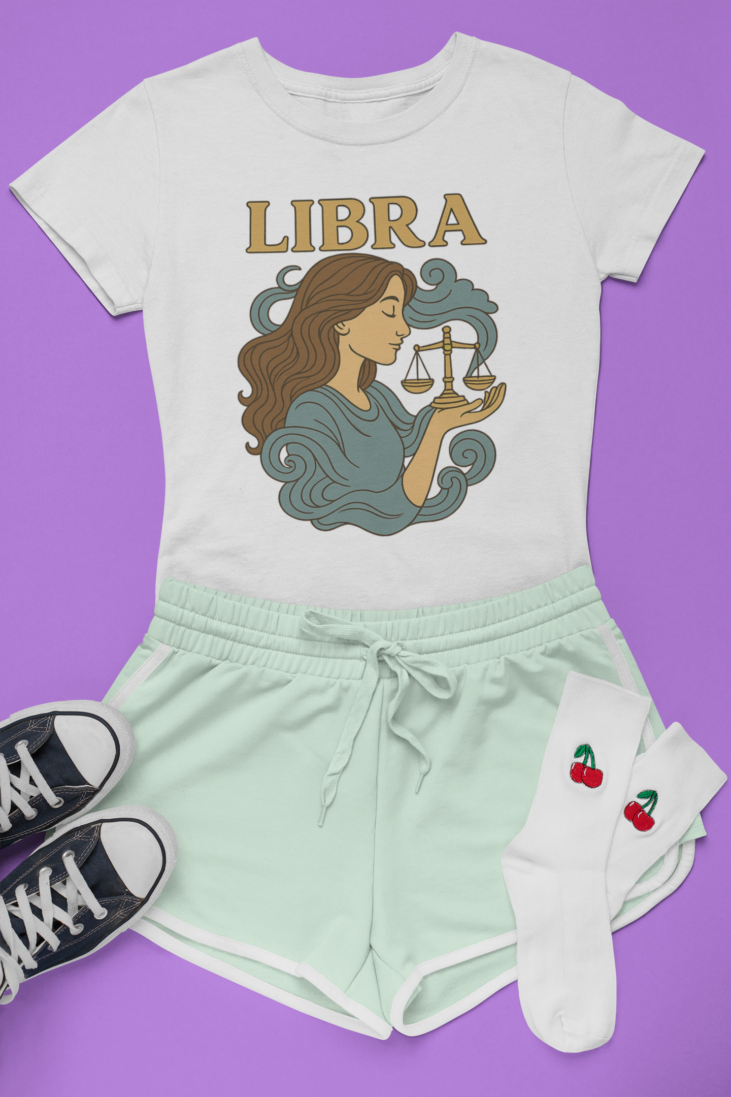 Libra Zodiac T-Shirt – Retro Astrology Graphic Tee | Gildan 64000 | Birthday Gift, Star Sign Shirt, Aesthetic Horoscope Tee
