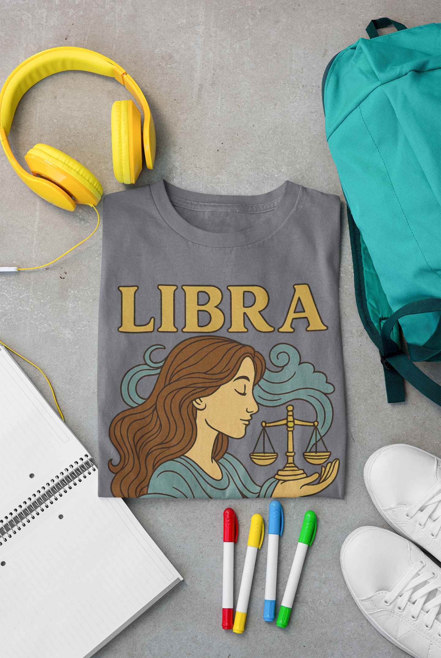 Libra Zodiac T-Shirt – Retro Astrology Graphic Tee | Gildan 64000 | Birthday Gift, Star Sign Shirt, Aesthetic Horoscope Tee