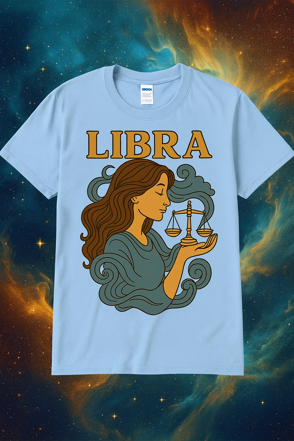 Libra Zodiac T-Shirt – Retro Astrology Graphic Tee | Gildan 64000 | Birthday Gift, Star Sign Shirt, Aesthetic Horoscope Tee