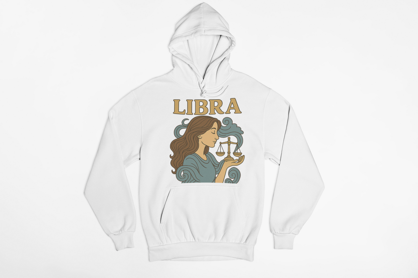 Libra Zodiac Hoodie  Retro Astrology Graphic Sweatshirt | Gildan 18500 Antique Sapphire | Cozy Libra Gift | Celestial Horoscope Hoodie