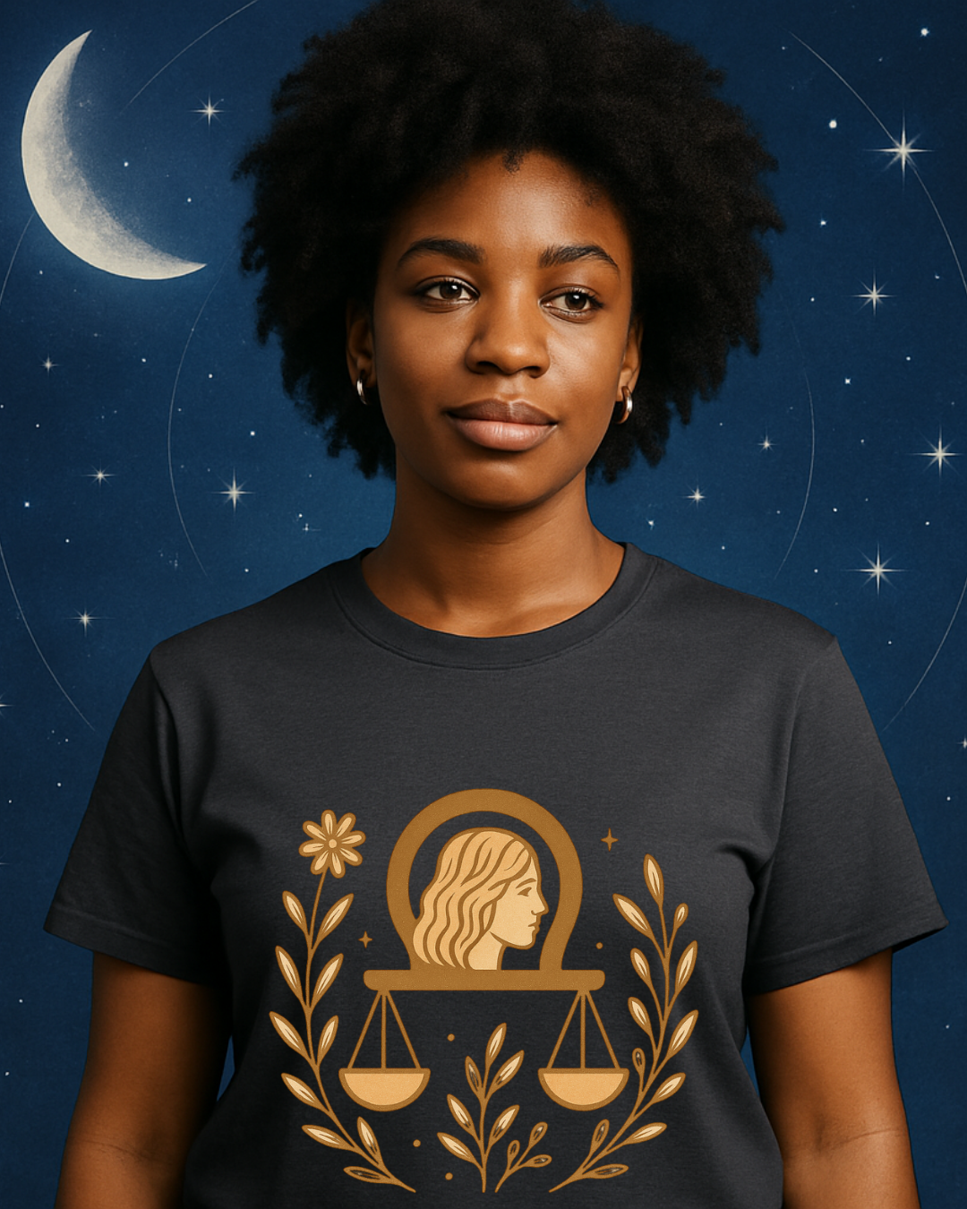 Libra Zodiac T-Shirt | Minimal Boho Astrology Tee | Soft Gold Libra Graphic on White Gildan 64000 | Celestial Birthday Gift
