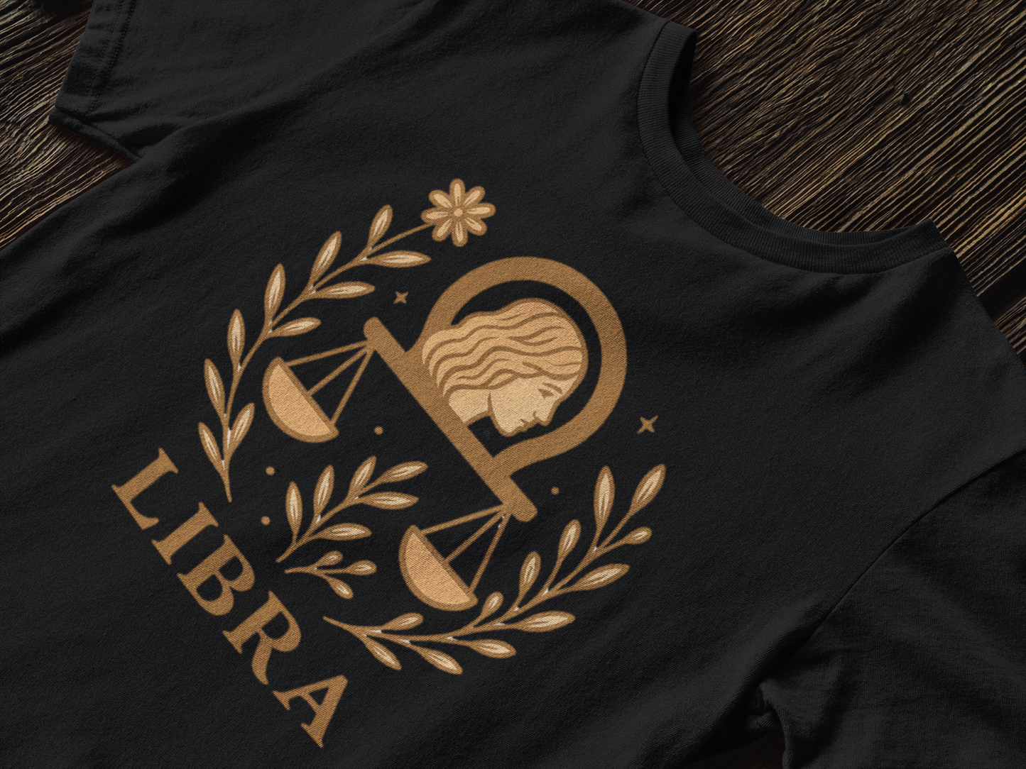 Libra Zodiac T-Shirt | Minimal Boho Astrology Tee | Soft Gold Libra Graphic on White Gildan 64000 | Celestial Birthday Gift