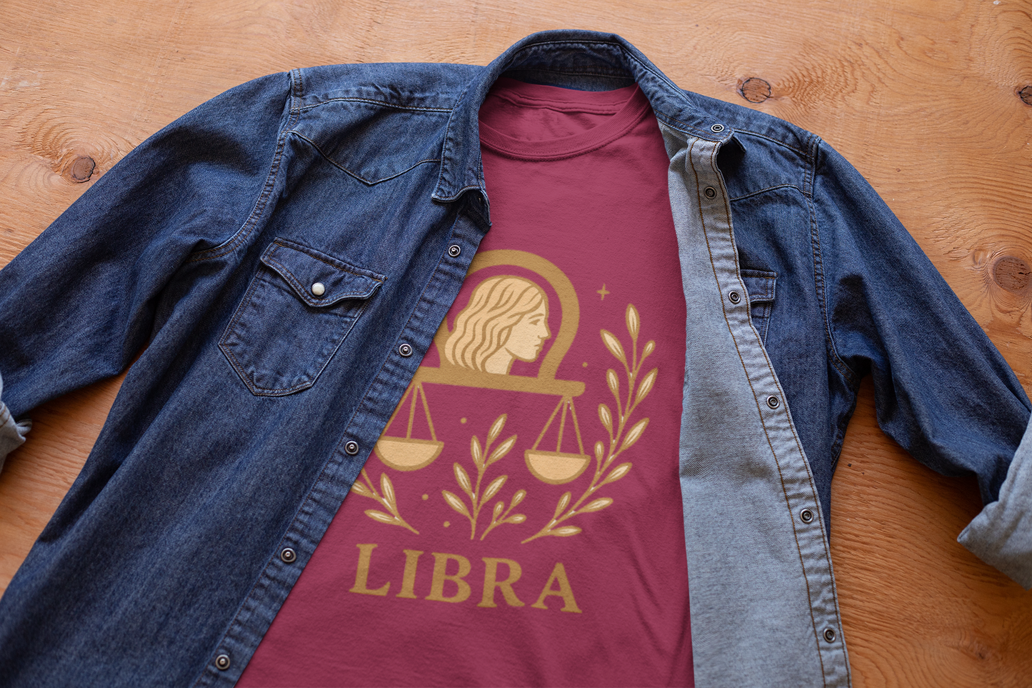 Libra Zodiac T-Shirt | Minimal Boho Astrology Tee | Soft Gold Libra Graphic on White Gildan 64000 | Celestial Birthday Gift