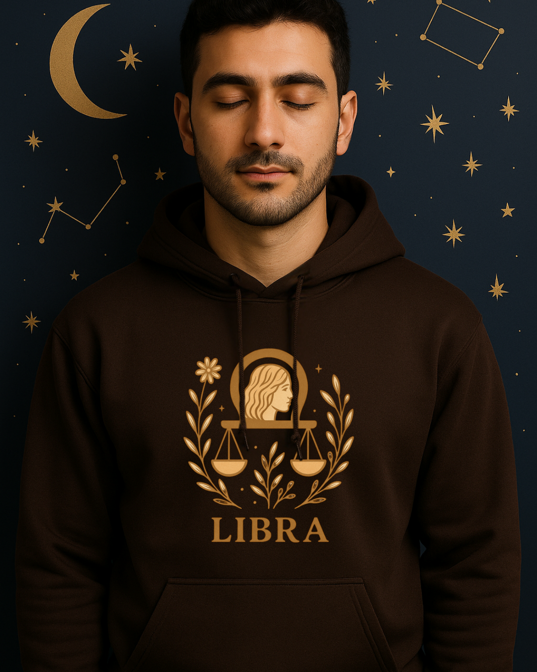 Libra Zodiac Hoodie – Soft Pink Boho Astrology Sweatshirt | Gildan 18500 | Soft Gold Libra Graphic, Celestial Birthday Gift