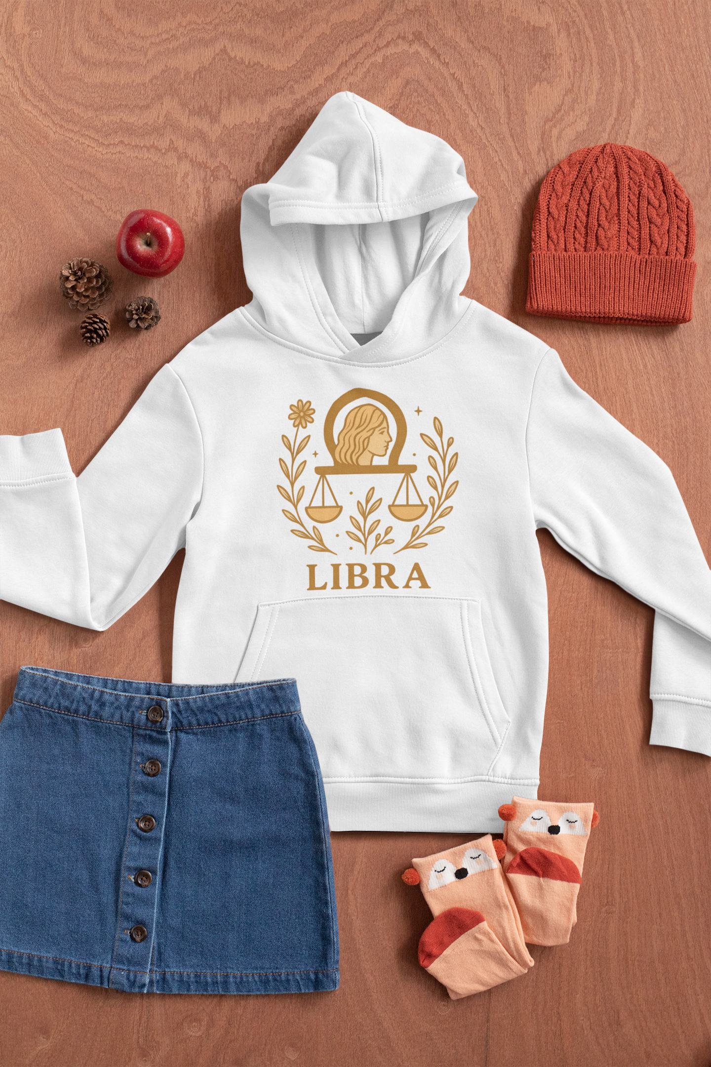Libra Zodiac Hoodie – Soft Pink Boho Astrology Sweatshirt | Gildan 18500 | Soft Gold Libra Graphic, Celestial Birthday Gift