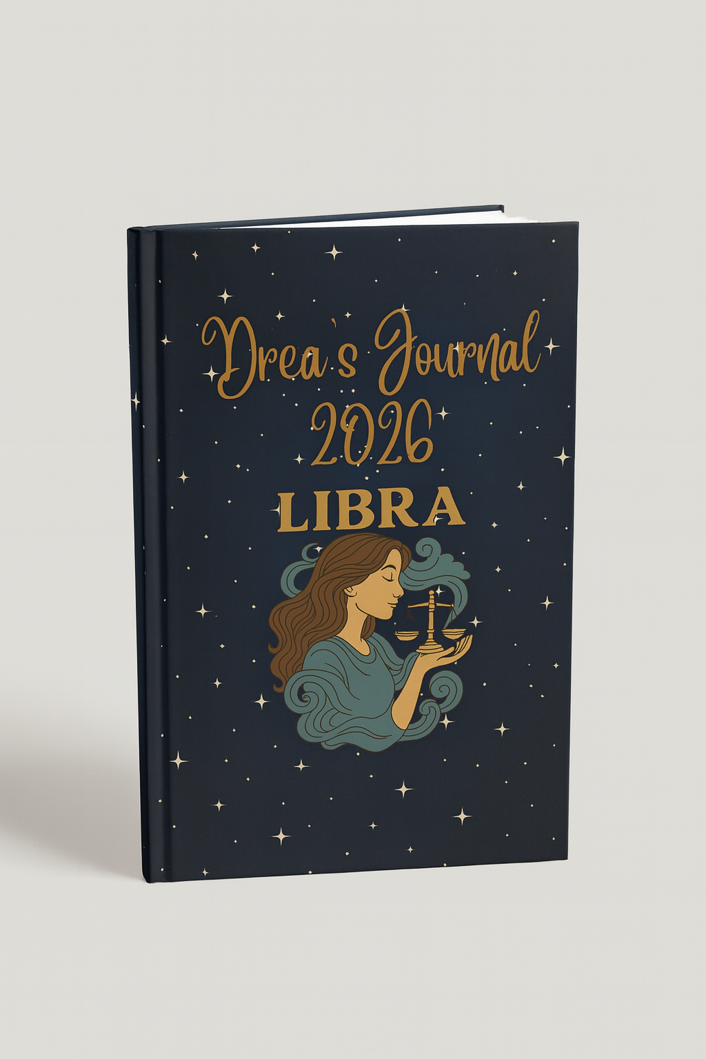 Personalized Libra Journal 2026 – Custom Name Astrology Notebook, Celestial Libra Diary, Hardback Zodiac Journal