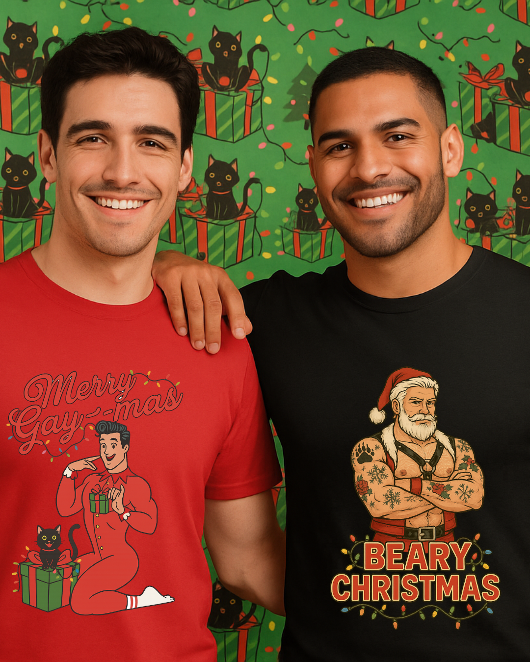Beary Christmas Muscular Santa T-Shirt | Gildan 64000 Unisex Tee