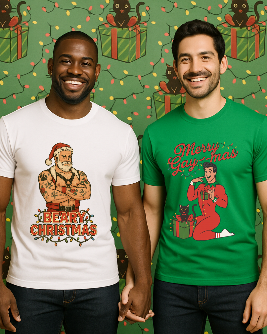 Beary Christmas Muscular Santa T-Shirt | Gildan 64000 Unisex Tee
