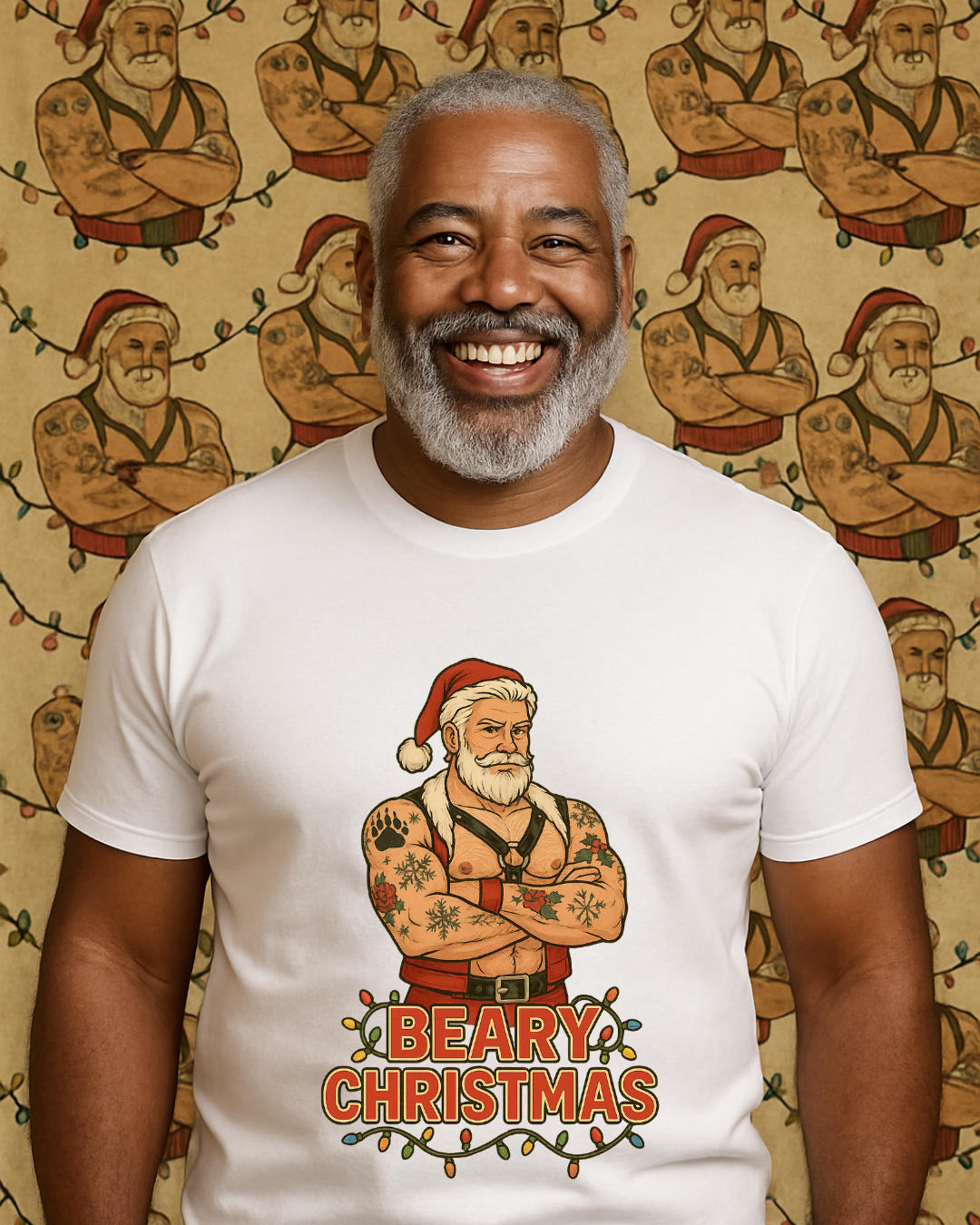 Beary Christmas Muscular Santa T-Shirt | Gildan 64000 Unisex Tee