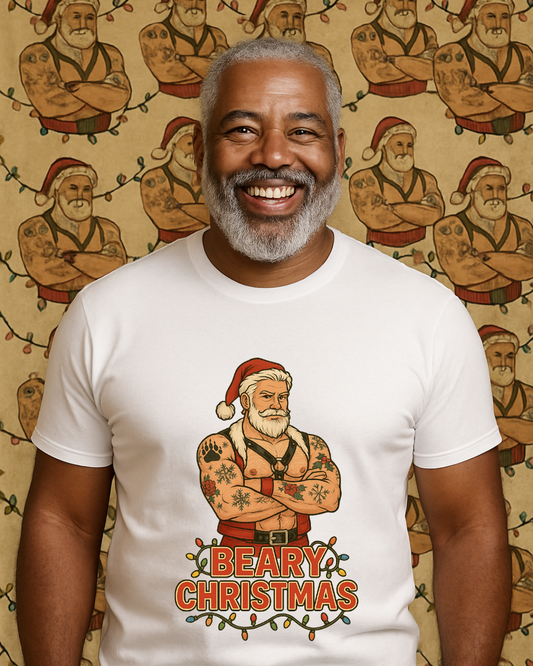 Beary Christmas Muscular Santa T-Shirt | Gildan 64000 Unisex Tee