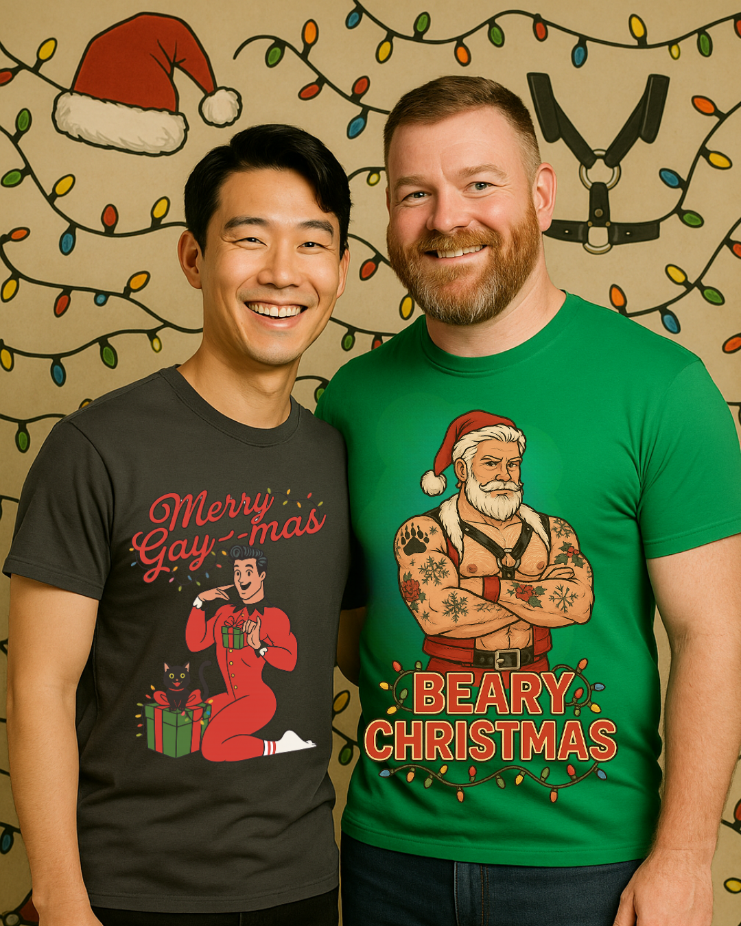 Beary Christmas Muscular Santa T-Shirt | Gildan 64000 Unisex Tee