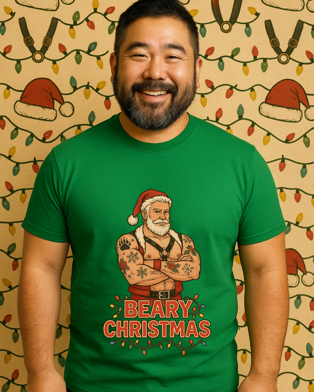 Beary Christmas Muscular Santa T-Shirt | Gildan 64000 Unisex Tee