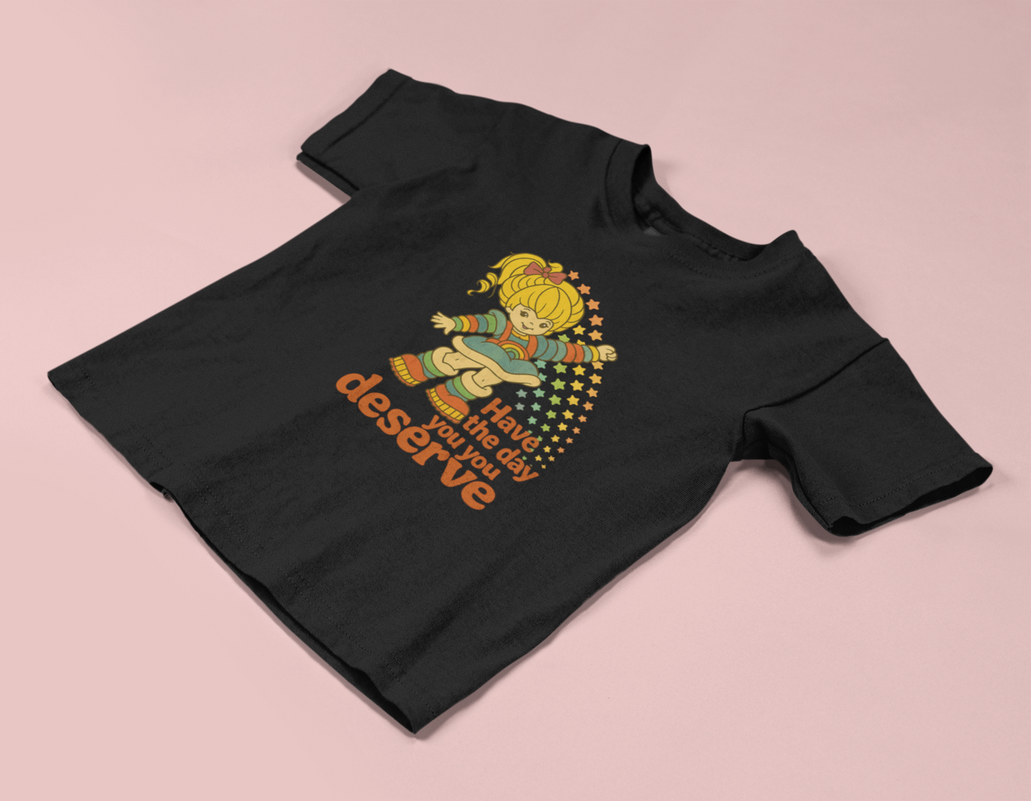 Have The Day You Deserve Retro Rainbow Girl Tee – 80s Nostalgia Graphic on Gildan 64000
