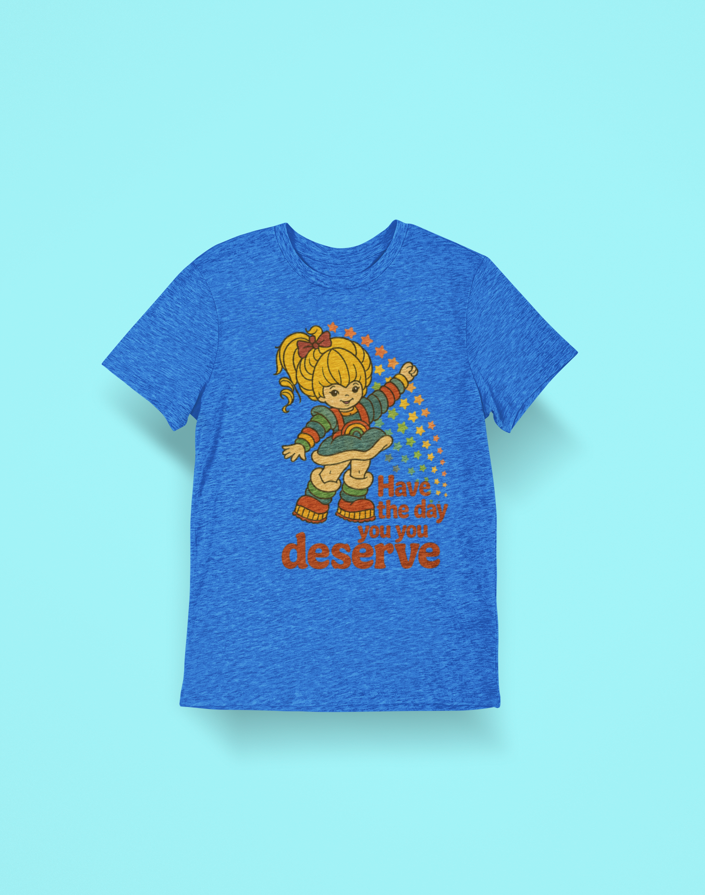 Have The Day You Deserve Retro Rainbow Girl Tee – 80s Nostalgia Graphic on Gildan 64000