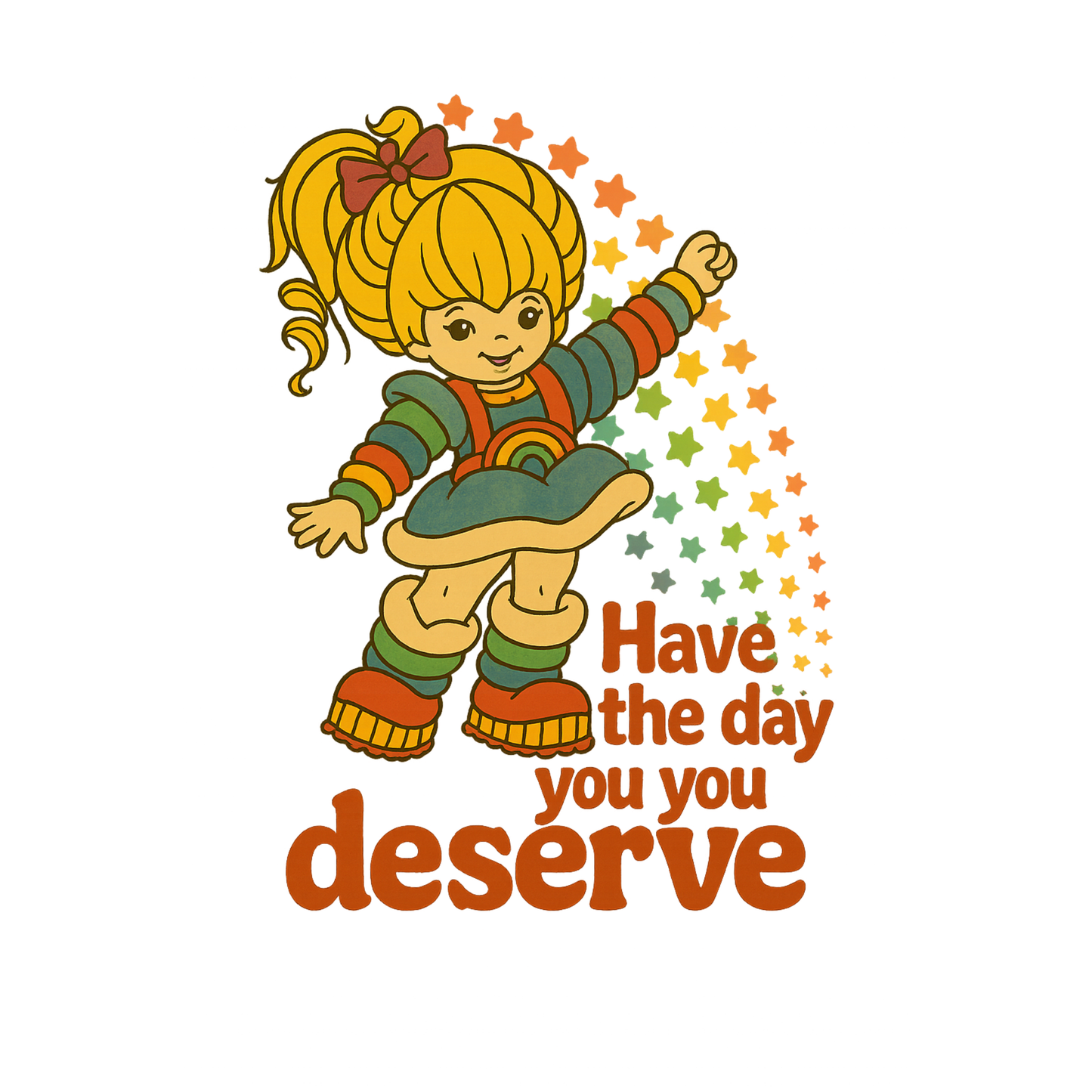 Have The Day You Deserve Retro Rainbow Girl Tee – 80s Nostalgia Graphic on Gildan 64000