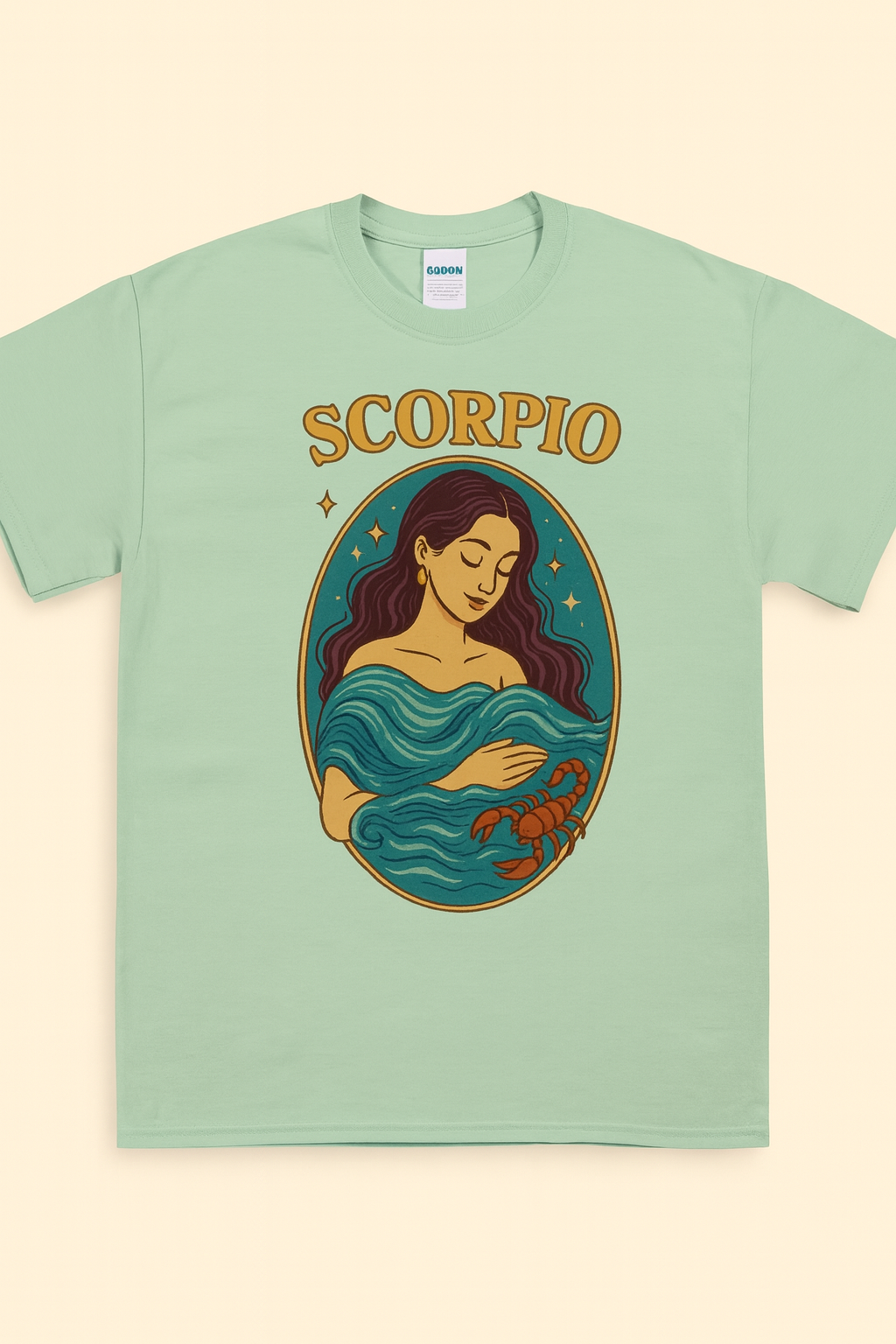 Scorpio Zodiac Water Goddess Tee | Mint Gildan 64000 Unisex T-Shirt