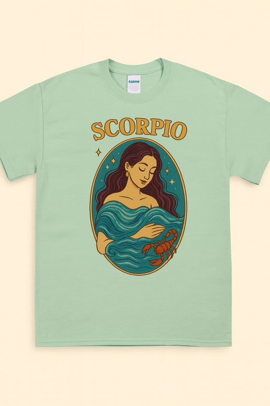 Scorpio Zodiac Water Goddess Tee | Mint Gildan 64000 Unisex T-Shirt