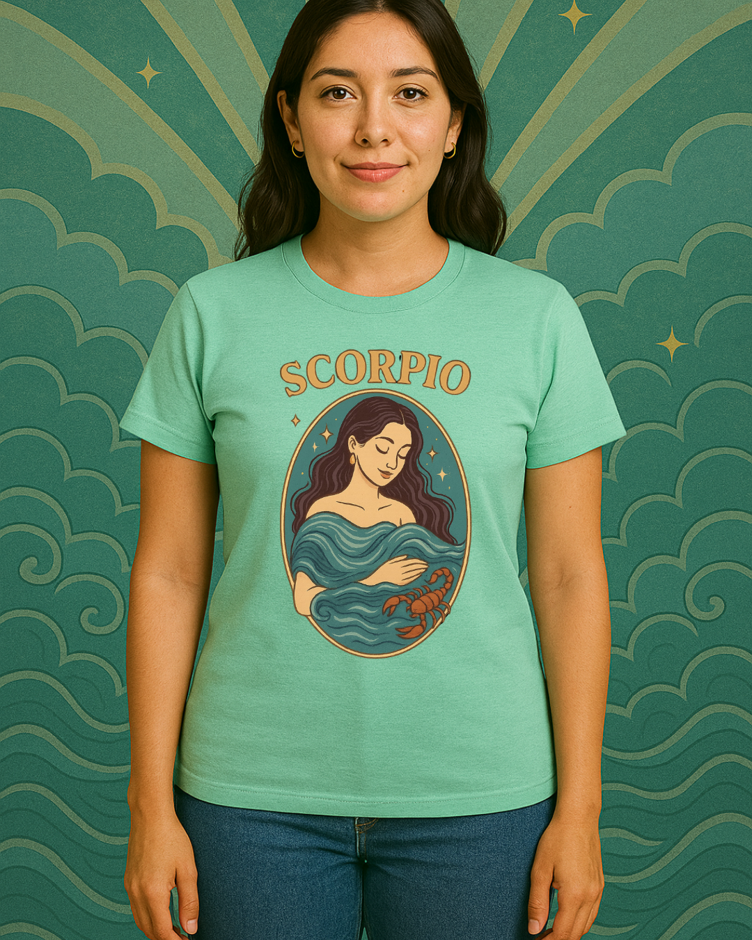 Scorpio Zodiac Water Goddess Tee | Mint Gildan 64000 Unisex T-Shirt