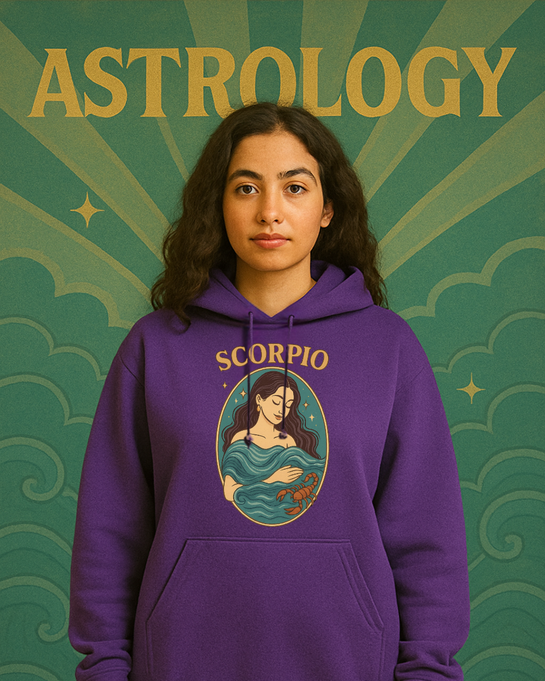 Scorpio Zodiac Hoodie – Purple Gildan 18500 Astrology Sweatshirt