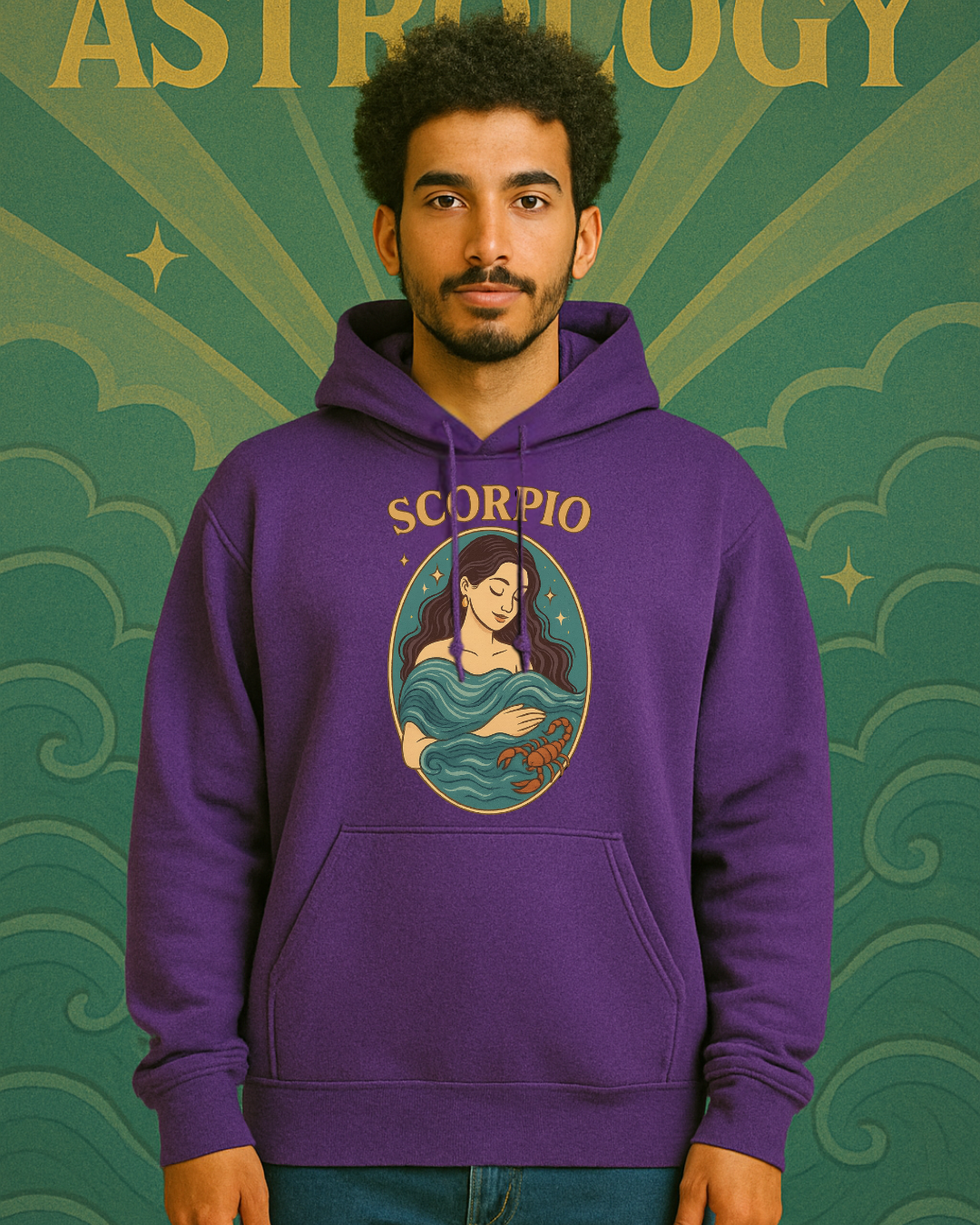 Scorpio Zodiac Hoodie – Purple Gildan 18500 Astrology Sweatshirt