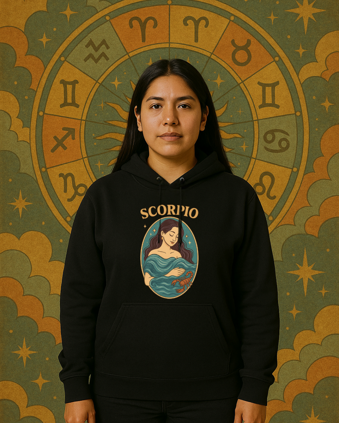 Scorpio Zodiac Hoodie – Purple Gildan 18500 Astrology Sweatshirt