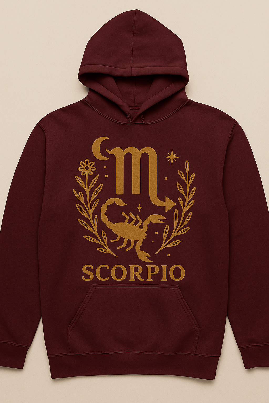 Scorpio Zodiac Hoodie – Maroon Gildan 18500 Unisex Astrology Hoodie