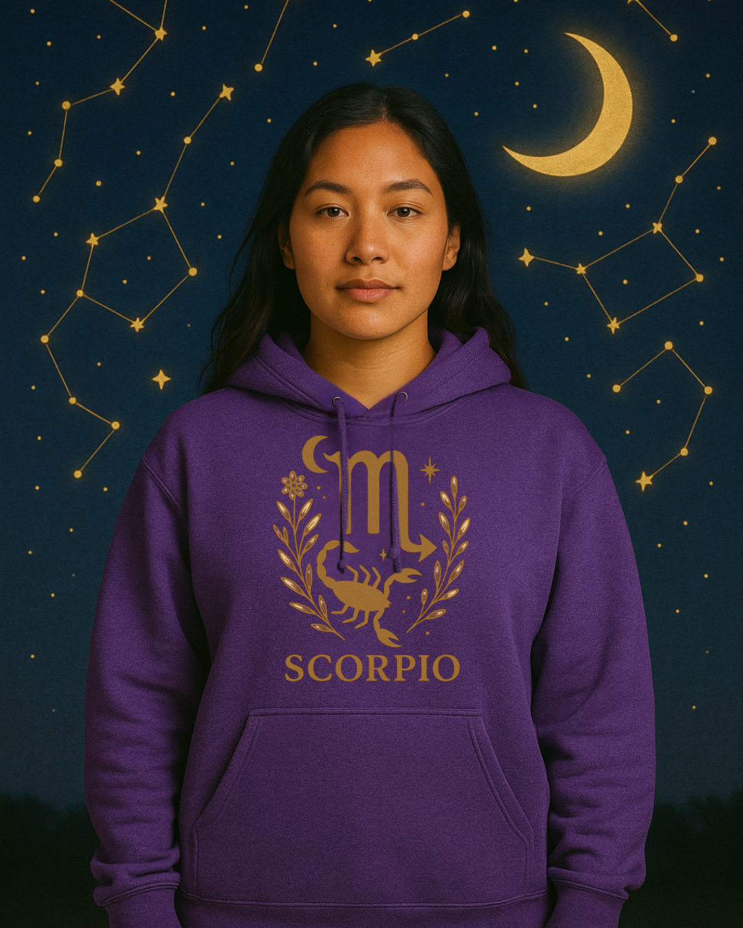 Scorpio Zodiac Hoodie – Maroon Gildan 18500 Unisex Astrology Hoodie
