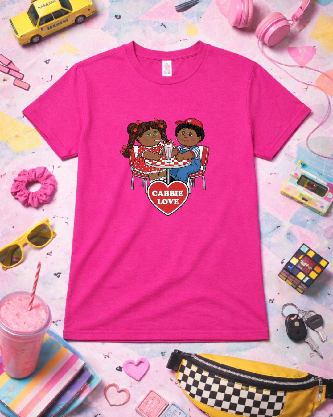 Cabbie Love Retro Valentine Shirt – Cute Nostalgic Couple Graphic Tee (Gildan 6400)